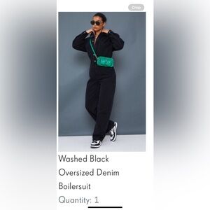 Washed Black Oversized Denim Boilersuit